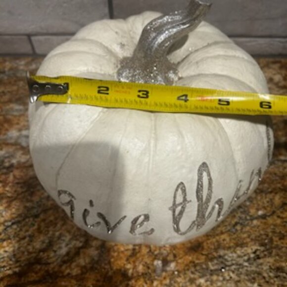 NWT Ivory Give Thanks Pumpkin Thanksgiving Table Centerpiece Fall Decor - Picture 9 of 9